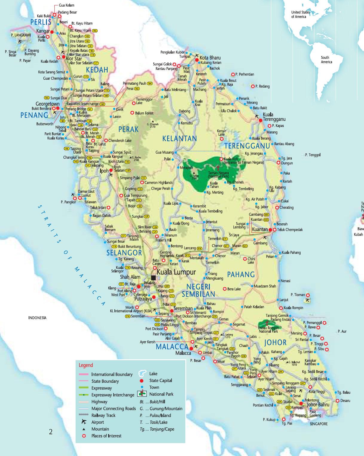 Malaysia Political Map With Capital Kuala Lumpur National Borders Images