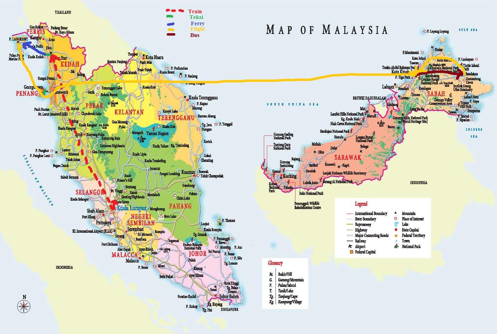 Malaysia states map - Malaysia map hd (South-Eastern Asia - Asia)