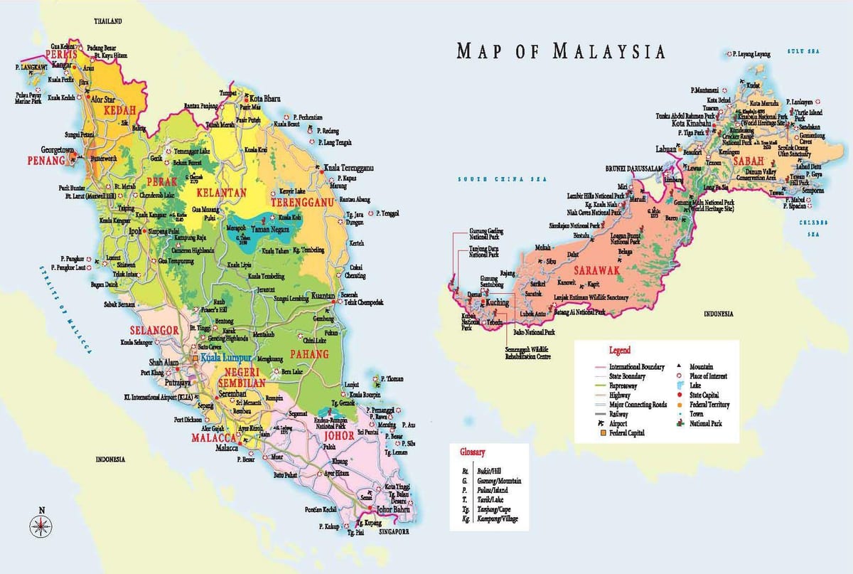 malaysia tourist places map