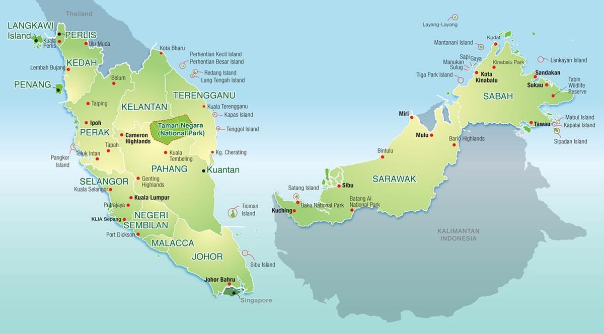 map of malaysia mountains